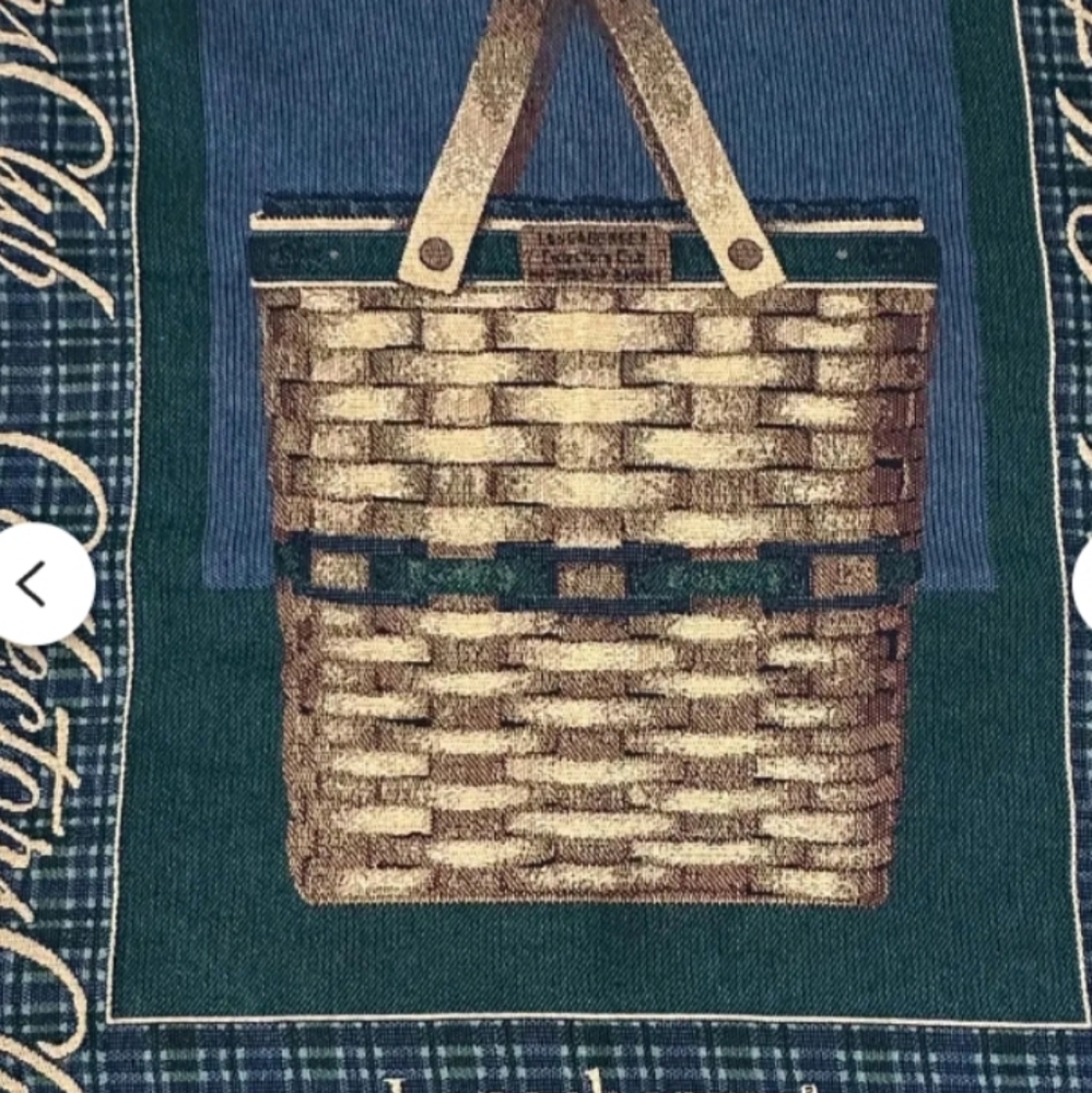 Longaberger Collectors Club Cotton Throw Blanket. Tapestry. Lap Blanket.